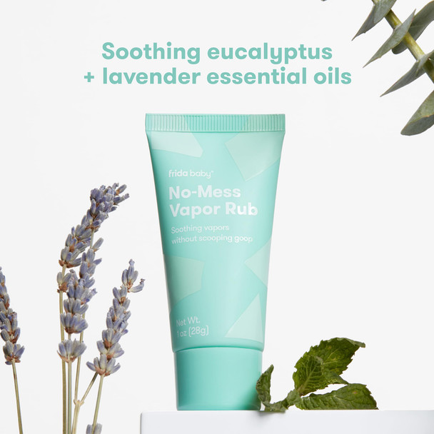 Frida Baby No-Mess Vapor Rub Baby Vapor Rub for Chest Neck Back + Foot Non-Medicated Petroleum-Free Hands-Free Applicator Tube Non-Staining Soothing Eucalyptus & Lavender for Sleep