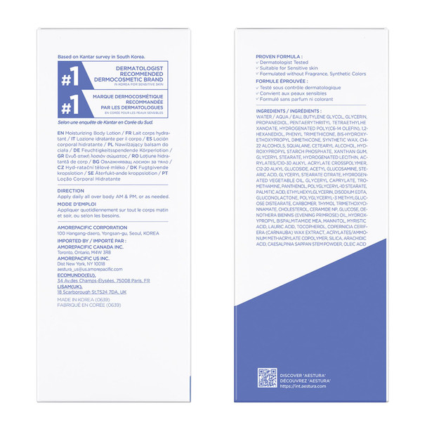 AESTURA ATOBARRIER365 Korean Body Lotion with Ceramides | Fast-Absorbing Moisturizer for Dry Sensitive & Eczema-Prone Skin | Non-Comedogenic Fragrance-Free 400 mL / 13.5 fl oz