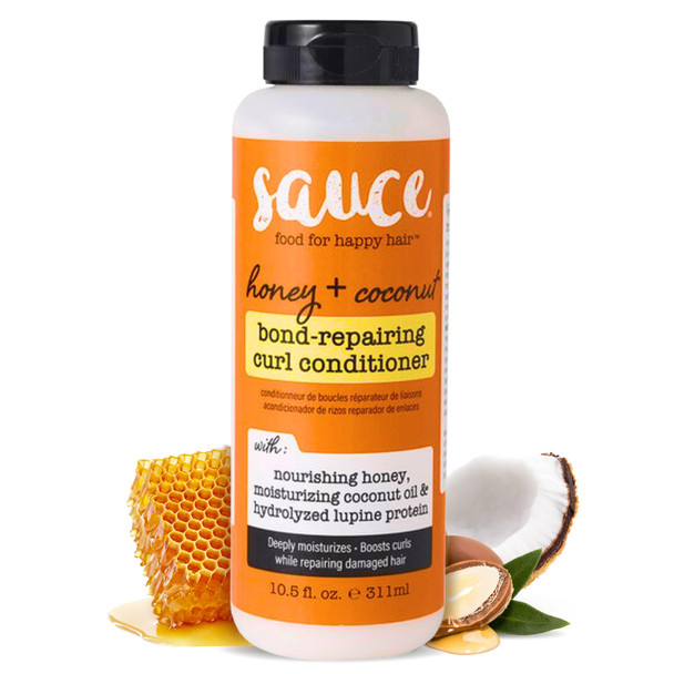 SAUCE Honey + Coconut Bond Repair Curly Hair Conditioner 10.5 Fl Oz Controls Frizz Helps Repair Damage & Reduce Breakage with Lupine Protein & Squalane No Sulfates & Parabens