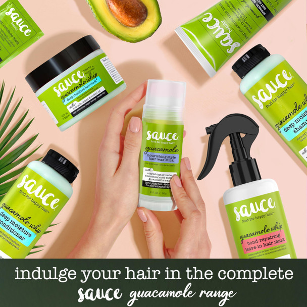 SAUCE BEAUTY Guacamole Hair Wax - Paraben & Sulfate Free Moisturizing Avocado Oil & Shea Butter Wax for Styling Flyaway & Brittle Hair (2 oz)