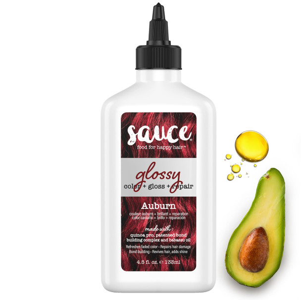 Sauce Beauty Glossy Color + Gloss + Repair Auburn Semi Permanent Hair Dye with Bond-Building and Color-Fade Protection Technology Adds Shine & Deep Moisture Lasts 4-8 Weeks Stops Fade