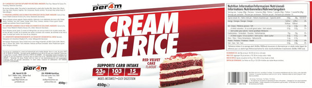 Per4m Protein Cream of Rice | Easy-to-Digest Complex Carbohydrate | Gluten-Free, Plant-Based Smooth Rice Porridge | Ideal Pre Post-Workout (450g, Red Velvet Cake)