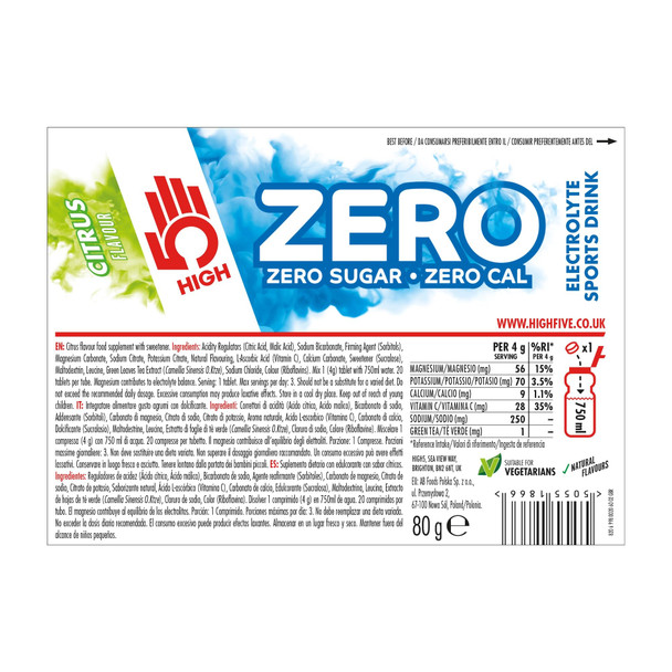 HIGH5 ZERO Electrolyte Tablet - Hydration Tablets Enhanced with Vitamin C - 0 Calories & Sugar Free - Boost Hydration, Performance & Wellness - Citrus, 20 Tablets