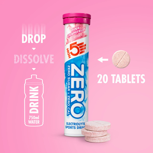 HIGH5 Zero Electrolyte Tablet - Hydration Tablets Enhanced with Vitamin C - 0 Calories & Sugar Free - Boost Hydration, Performance & Wellness - Pink Grapefruit, 20 Tablets