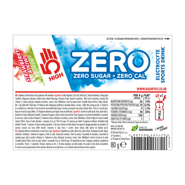 HIGH5 ZERO Electrolyte Tablet - Hydration Tablets Enhanced with Vitamin C - 0 Calories & Sugar Free - Boost Hydration, Performance & Wellness - Strawberry & Kiwi, 20 Tablets