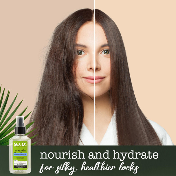 SAUCE BEAUTY Guac Hair Gloss 3 Fl Oz High Intensity Shine Jojoba Oil Green Tea Extract & Squalane to Smooth Boost Shine & Control Frizz for Sleeker Softer More Manageable Hair Vegan Formula