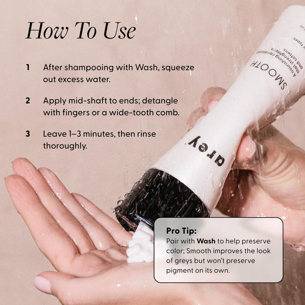 Arey Smooth Conditioner | Reduce Signs of Aging Hair | Retains Moisture & Promotes Smoothness for Fine to Medium Hair | Pair with Wash Shampoo | Vegan Gluten-Free & Cruelty-Free (8.45 Fl Oz)