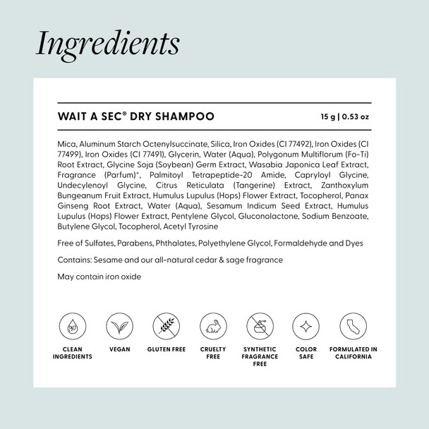 Arey Wait A Sec™ Dry Shampoo | Absorbs Oil & Adds Volume + Reduce the Signs of Aging Hair with Science-Backed Formula to Preserve Pigment | Non Aerosol Tinted Powder | Vegan Cruelty-Free (0.53 oz)