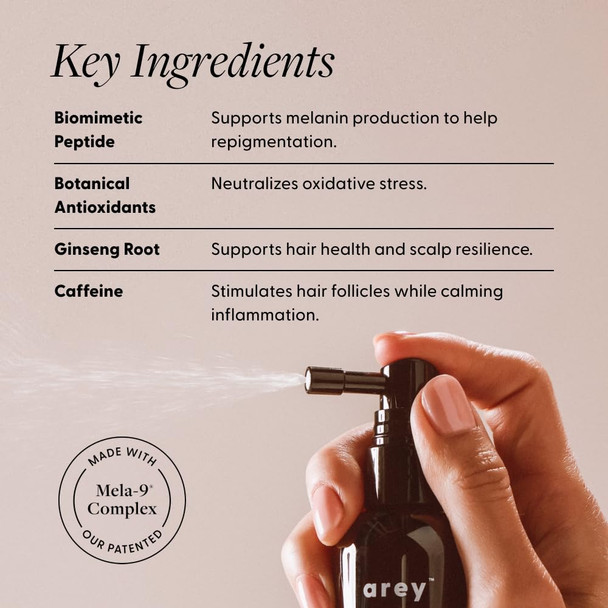 Arey To The Root Hair Serum for Women & Men | Slows Grey Hair Growth & Preserves Pigment in 3-6 Months | Promotes Healthier Hair & Adds Volume | Vegan Oil-Free Scent-Free Formula (1 Month)