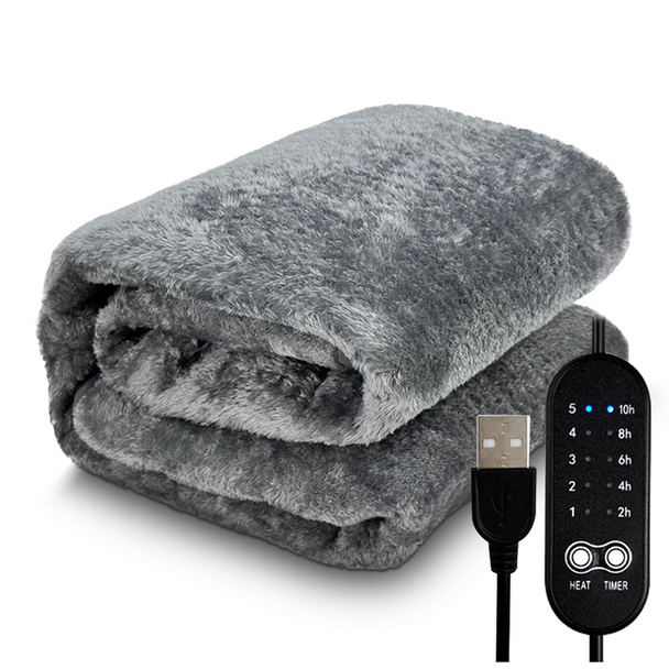 Dreamburgh Electric Heating Blanket USB Heater Blanket Plush Winter Warm-Up Adjustable Temperature Timing Heating Pad 80X160 Cm-ABHG