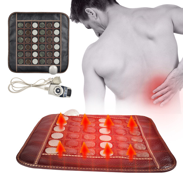 Natural Jade Massage Heating Mat Electric Massage Cushion Tourmaline Stone Seat Pad Pain Relief Heat Therapy Mat for Body Muscle