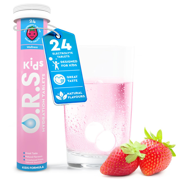 O.R.S Kids Hydration Tablets – Strawberry (Kids), 24 count (Pack of 1