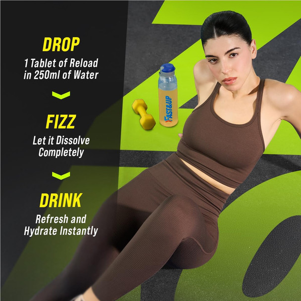 Fast&Up Reload Zero Electrolyte Powder Drink Mix, Zero Sugar & Calories, 15 Sachets, 5 Electrolytes Plus Vitamin C & B12 for Instant Hydration & Energy, Orange Flavour