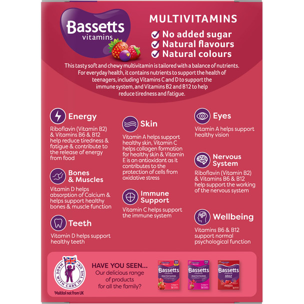 Bassetts Vitamins 12-18 Years Summer Berries Flavour Multivitamins 30 Gummies