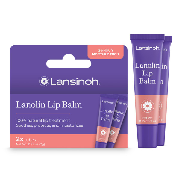 Lansinoh Lanolin Lip Balm 2 Pack 0.25 oz Each Ultra-Moisturizing Lip Care with Natural Lanolin for Dry Chapped Lips
