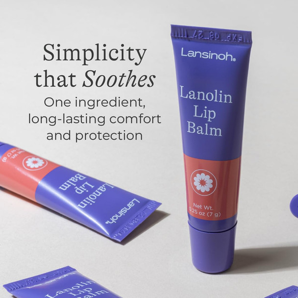 Lansinoh Lanolin Lip Balm 2 Pack 0.25 oz Each Ultra-Moisturizing Lip Care with Natural Lanolin for Dry Chapped Lips