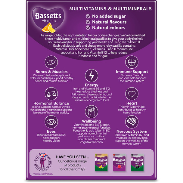 Bassetts Vitamins Woman 50+ Multivitamins & Multiminerals Orange & Lemon Flavour 30 Gummy Pastilles