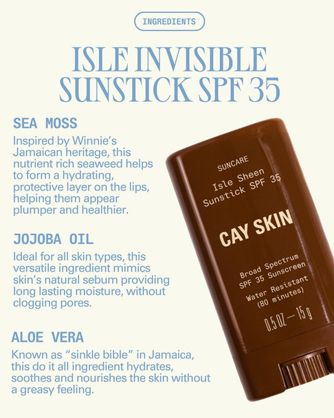 Cay Skin Isle Invisible Sunstick SPF 35 – Travel Size Broad Spectrum Face Sunscreen for On-the-Go Protection – Hydrating Reef Safe Lotion with Natural Finish for All Skin Types – 0.5 oz