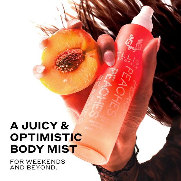 Ellis Brooklyn PEACHES Fragrance Mist - Fruity Floral Perfume Mist For Women with Sweet Peach Rosebud & Sandalwood Vegan Perfume Made In The USA 50ml 1.7 Fl Oz