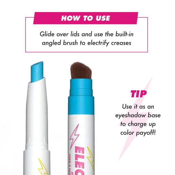 Lime Crime Electric Slide Eyeshadow & Brush Stick Chill Pill (Metallic Teal) - Lightweight 2-in-1 Eyeshadow Smudge Stick with Angled Brush for Long Lasting Bold Color - Vegan