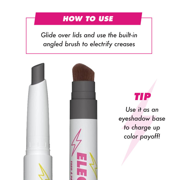 Lime Crime Electric Slide Eyeshadow & Brush Stick G2G (Metallic Black) - Lightweight 2-in-1 Eyeshadow Smudge Stick with Angled Brush for Long Lasting Bold Color - Vegan