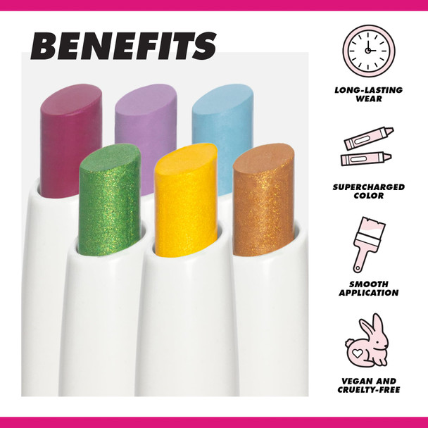 Lime Crime Electric Slide Eyeshadow & Brush Stick IDC (Matte Black) - Lightweight 2-in-1 Eyeshadow Smudge Stick with Angled Brush for Long Lasting Bold Color - Vegan