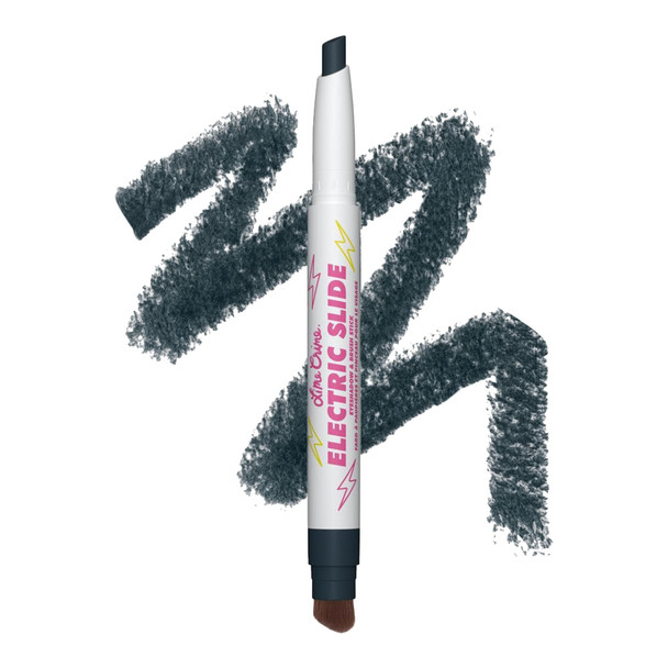 Lime Crime Electric Slide Eyeshadow & Brush Stick IDC (Matte Black) - Lightweight 2-in-1 Eyeshadow Smudge Stick with Angled Brush for Long Lasting Bold Color - Vegan