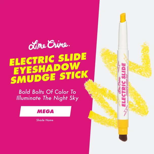 Lime Crime Electric Slide Eyeshadow & Brush Stick Mega - Lightweight 2-in-1 Eyeshadow Smudge Stick with Angled Brush for Long Lasting & Natural Color or Glow - Vegan & Cruelty-Free