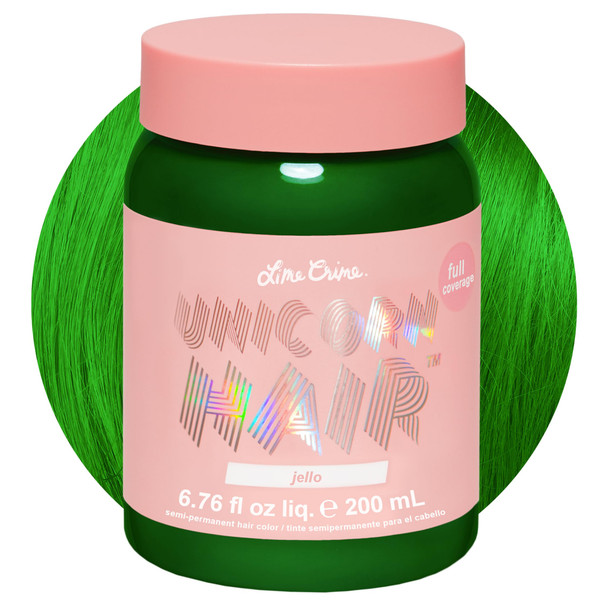 Lime Crime Unicorn Hair Dye Full Coverage Jello (Tropical Green) - Vegan and Cruelty Free Semi-Permanent Hair Color Conditions & Moisturizes - Temporary Green Hair Dye With Sugary Citrus Vanilla