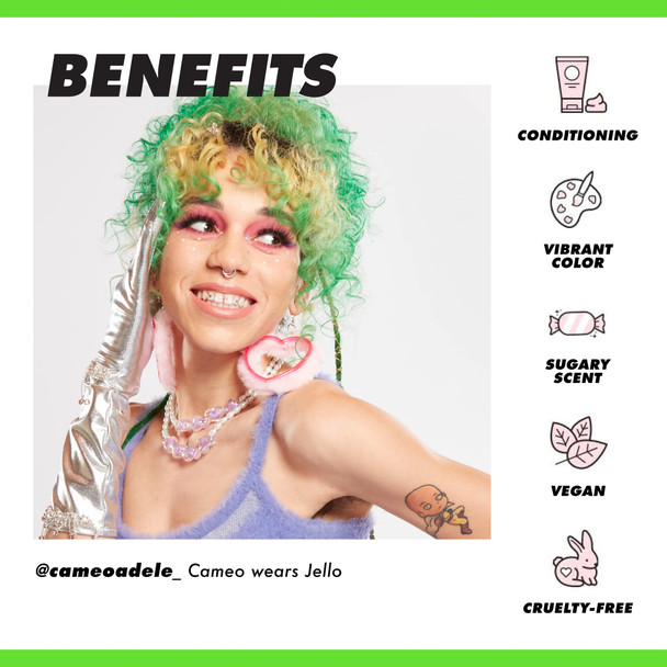 Lime Crime Unicorn Hair Dye Full Coverage Jello (Tropical Green) - Vegan and Cruelty Free Semi-Permanent Hair Color Conditions & Moisturizes - Temporary Green Hair Dye With Sugary Citrus Vanilla