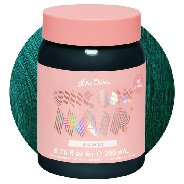 Lime Crime Unicorn Hair Dye Full Coverage Sea Witch (Rich Teal) - Vegan and Cruelty Free Semi-Permanent Hair Color Conditions & Moisturizes - Temporary Green Hair Dye With Sugary Citrus Vanilla Scent