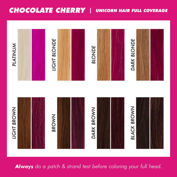 Lime Crime Full Coverage Unicorn Hair Dye Chocolate Cherry - Damage-Free Semi-Permanent Hair Color Conditions & Moisturizes - Temporary Hair Tint Kit Has A Sugary Citrus Vanilla Scent - Vegan