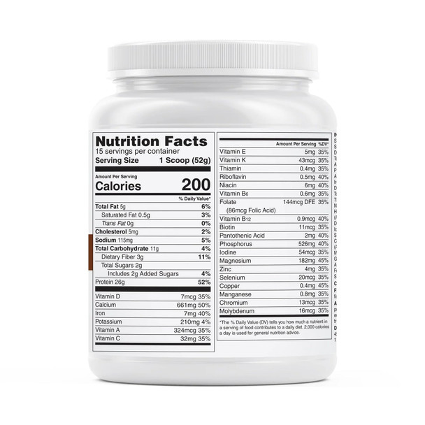 Unjury Meal Replacement Powder | Chocolate | 26g Protein | 25 Vitamins and Minerals | 100% Whey Isolate Protein Powder | Low Carb and Sugar | 15 Servings