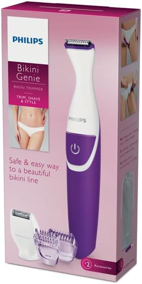 Philips Beauty Bikini Genie Cordless Trimmer for Bikini Line Hair Removal with Shaving Head and Comb BRT383/50