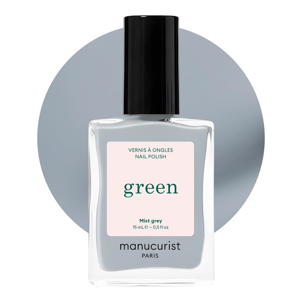 Manucurist Green Quick Dry Nail Polish Mist Grey - Grey Nail Polish - 9-Free Plant-Based and Vegan - Non Toxic - Natural Classic - Nails Care - Manicure - Made in France - 0.5 fl oz