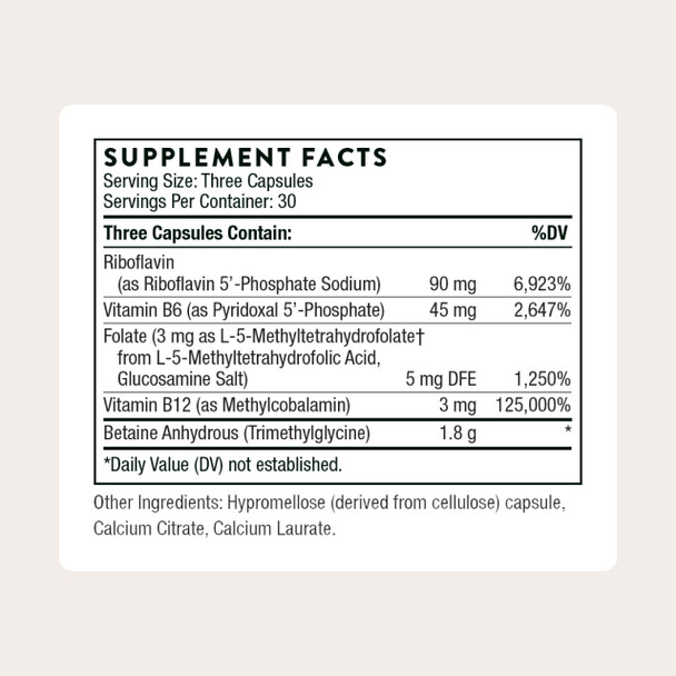 THORNE  Methyl Guard Plus  Active Folate (5-MTHF) with Vitamins B2 B6 and  B12  Supports Methylation and Healthy Level of Homocysteine  Gluten Dairy and  Soy Free  30 Servings