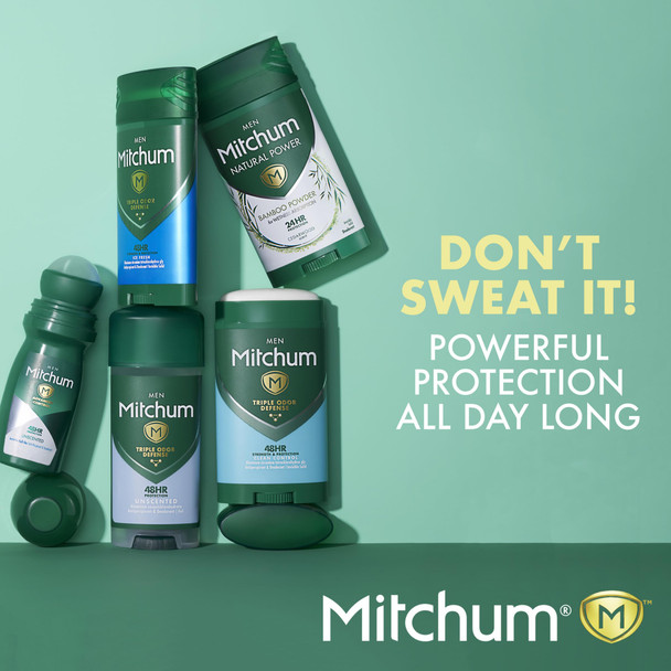 Mitchum Men's Deodorant Antiperspirant Stick Triple Odor Defense Invisible Solid 48 Hr Protection Dermatologist Tested Clean Control 2.7 Oz