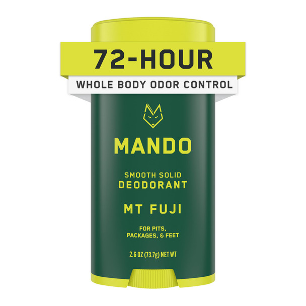 Mando Whole Body Deodorant For Men - Smooth Solid Stick - 72 Hour Odor Control - Aluminum Free Baking Soda Free Skin Safe - 2.6 Ounce (Mt Fuji)