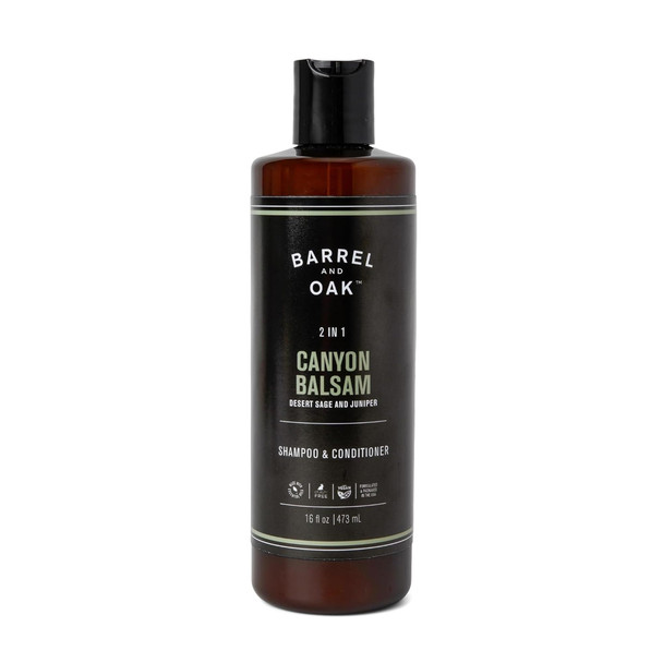 Barrel & Oak 2-in-1 Men's Shampoo and Conditioner Cleanses Hair & Scalp Multi-Use Hair Products for Men Vegan Shampoo and Conditioner Canyon Balsam 16 oz