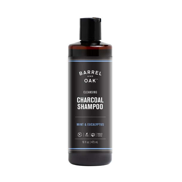 Barrel & Oak Mint & Eucalyptus Charcoal Shampoo for Men Cleansing Men’s Shampoo with Botanical Extracts & Essential Oils Scalp Care Vegan Hair Care Essentials 16 oz