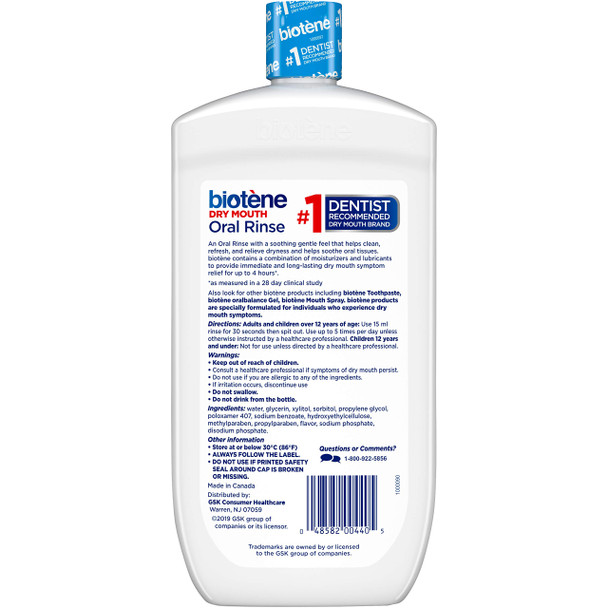 biotène Oral Rinse Mouthwash for Dry Mouth Breath Freshener and Dry Mouth Treatment Fresh Mint - 33.8 fl oz