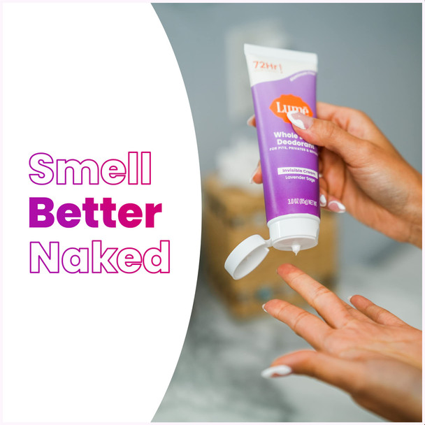 Lume Whole Body Deodorant - Invisible Cream Tube - 72 Hour Odor Control - Aluminum Free Baking Soda Free Skin Safe - 3.0 ounce (Lavender Sage)