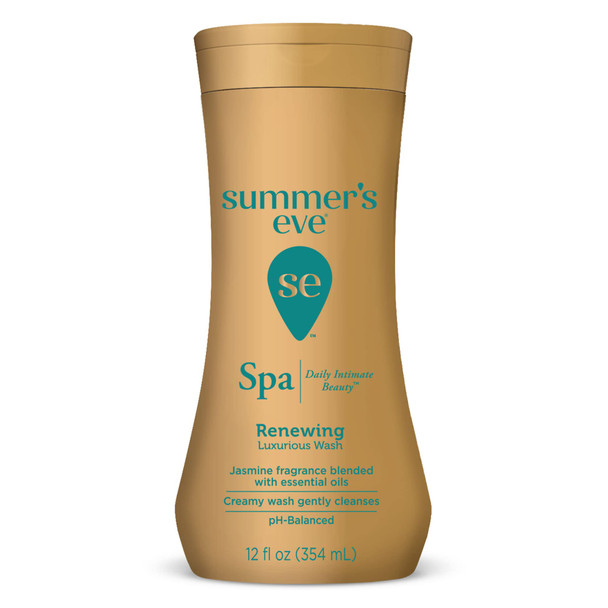 Summer's Eve Spa Daily Intimate Wash Renewing Cleansing All Over Feminine Body Wash Jasmine Scented pH-Balanced Feminine Wash 12oz Bottle