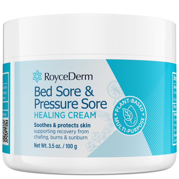 Roycederm Bed and Pressure Sore Treatment Cream: Fast Skin Healing Cream - Infection Protection for Bed Sores Pressure Sores Blisters Cuts Burns - for Bedridden Elderly and Amputees - 3.5 OZ
