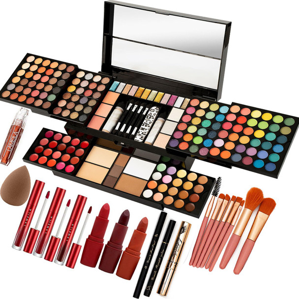 MISS ROSE M 187 Colors Professional Makeup Palette All-in-One Kit With Eye Shadows Lipsticks Mascara Foundations Blushes Brow Pencils Nail File  Makeup Gift Set for Women and Girls