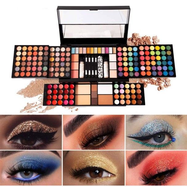 MISS ROSE M 187 Colors Professional Makeup Palette All-in-One Kit With Eye Shadows Lipsticks Mascara Foundations Blushes Brow Pencils Nail File  Makeup Gift Set for Women and Girls