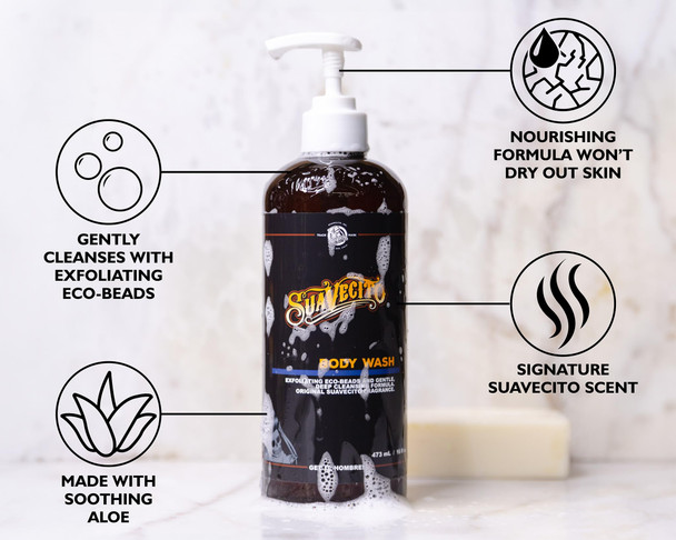 Suavecito Men's Body Wash 16 oz. Exfoliating Deep Cleaning Showering Original Fragrance