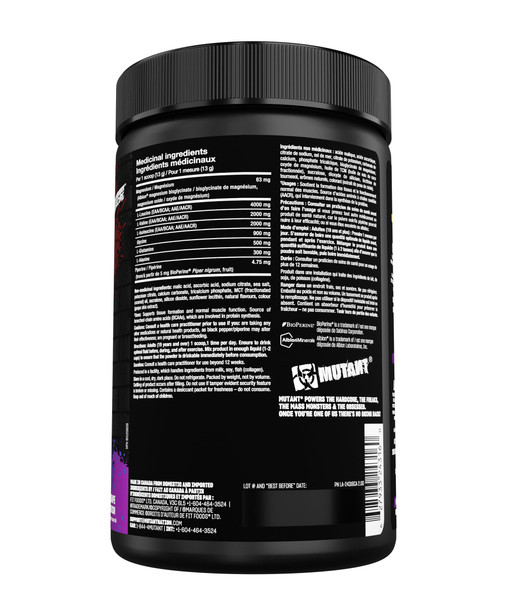 MUTANT HARDCORE BCAA - Pre Intra or Post Workout – BCAA next level branched-chain Amino Acids Supplement – Hydration + Recovery - 30 serving - Grape