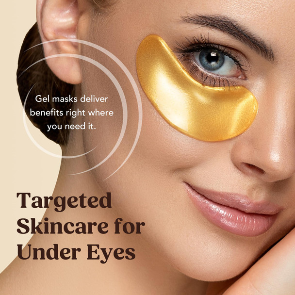 DERMORA Golden Glow Under Eye Patches | Rejuvenating Treatment | Dark Circles Puffy Eyes Refreshing Revitalizing Travel Wrinkles |15 Pairs Eye Gels