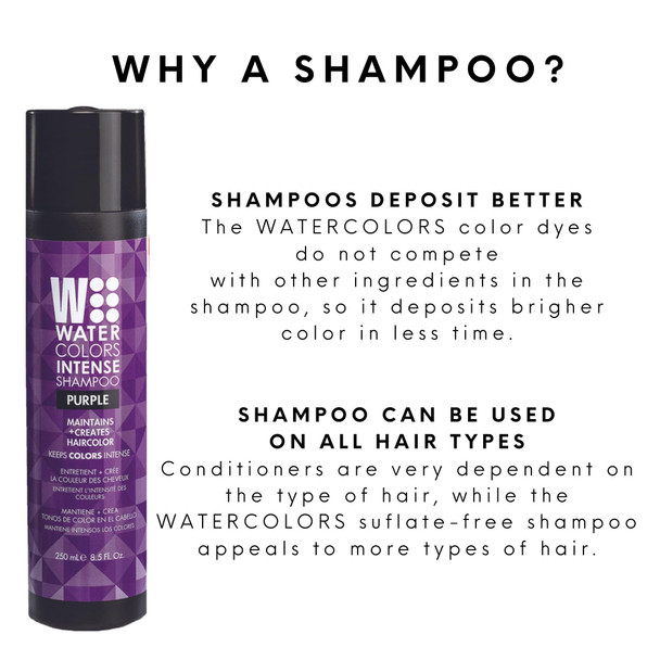 Watercolors Intense Color Depositing Shampoo Semi Permanent Hair Color 8.5 oz - PURPLE